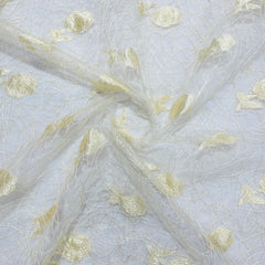 Golden Floral Jacquard Thread Embroidery Organza Fabric - TradeUNO