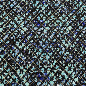 Black & Sea Green Zari With Mirror Work Embroidery Georgette Fabric - TradeUNO