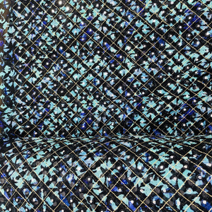 Black & Sea Green Zari With Mirror Work Embroidery Georgette Fabric - TradeUNO