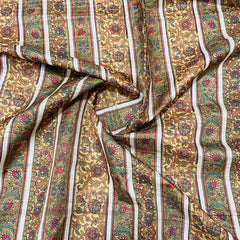 brown multicolor floral print tusser silk