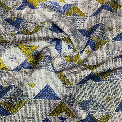 multicolor traditional print sequence embroidery linen fabric
