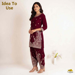 Magenta Pink Embroidery Velvet Fabric JD-28972 - TradeUNO