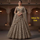 Olive Green Floral Zari Embroidery Tissue Organza Fabric AF-28992