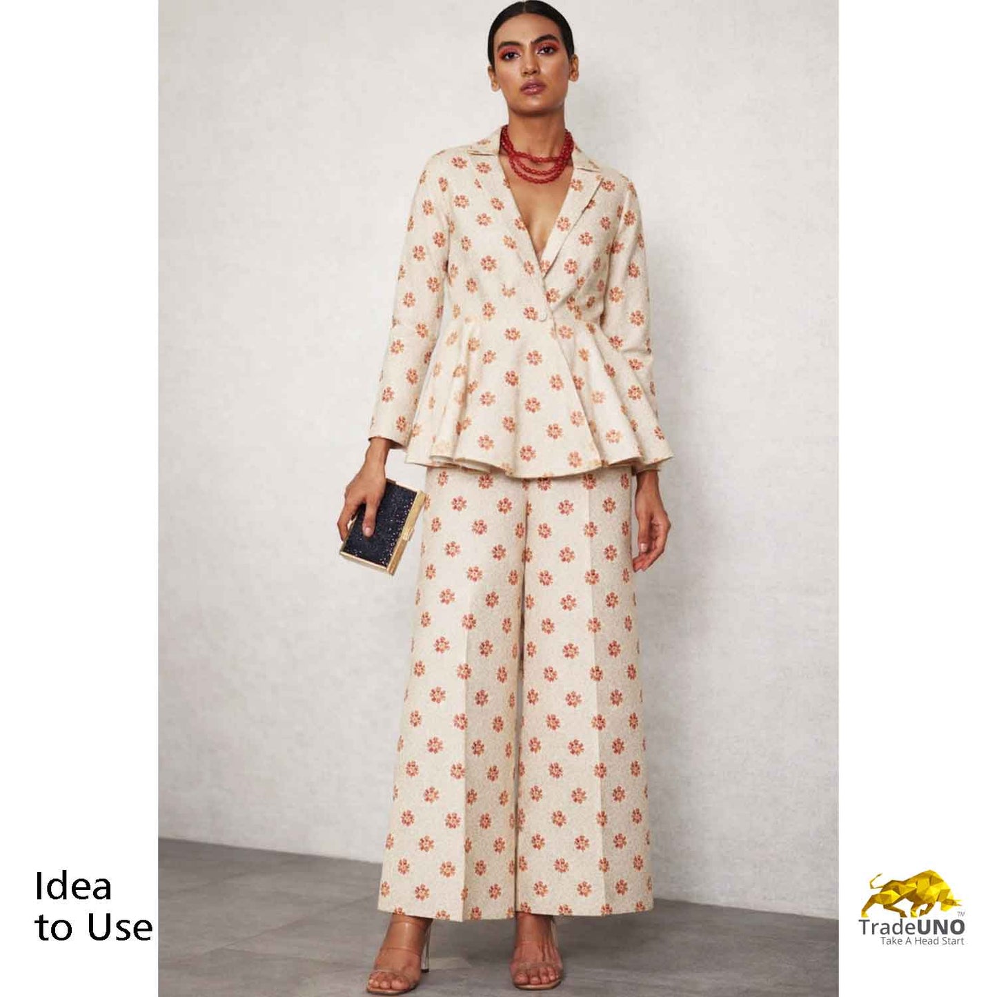 Peach Kashmiri Embroidery Raw Silk Fabric RA-28208