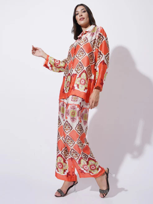 Peach with Multicolor floral Printed FIL-30102