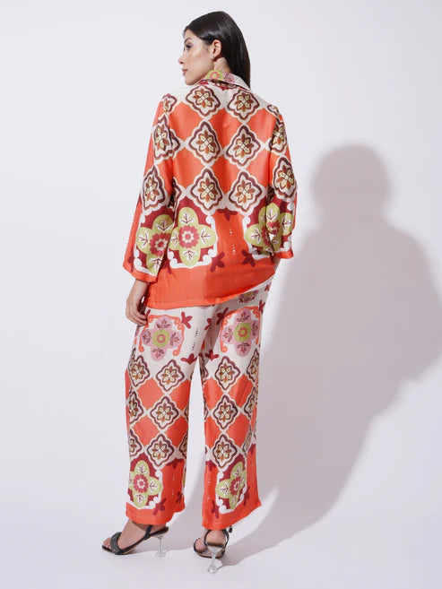 Peach with Multicolor floral Printed FIL-30102