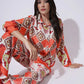 Peach with Multicolor floral Printed FIL-30102