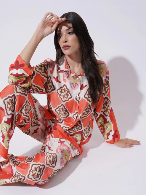 Peach with Multicolor floral Printed FIL-30102