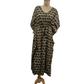 Cream Green Floral Print Cotton Kaftan - TradeUNO