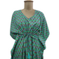 Green Pink Floral Print Cotton Kaftan - TradeUNO