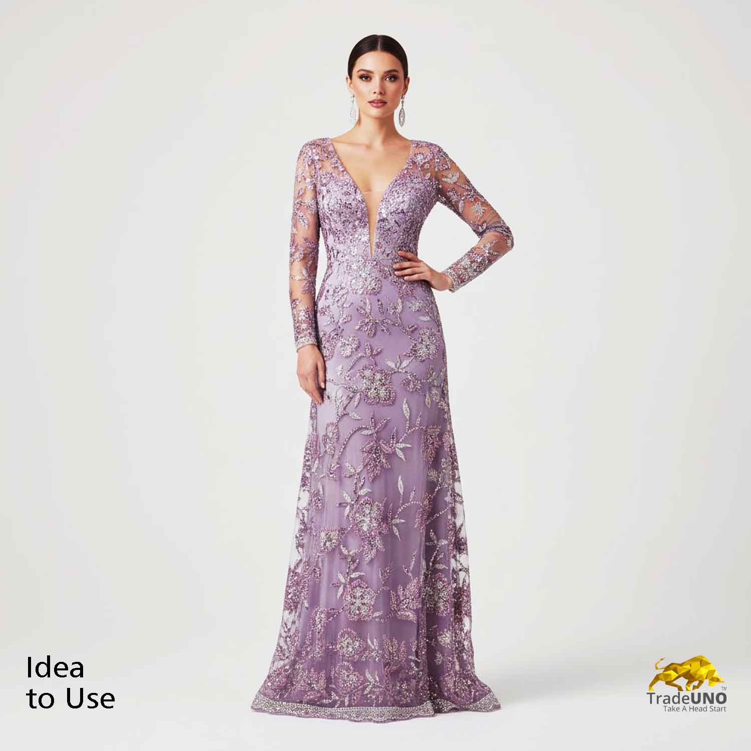 Premium Net Purple Floral CutDana Embroidery Fabric - TradeUNO