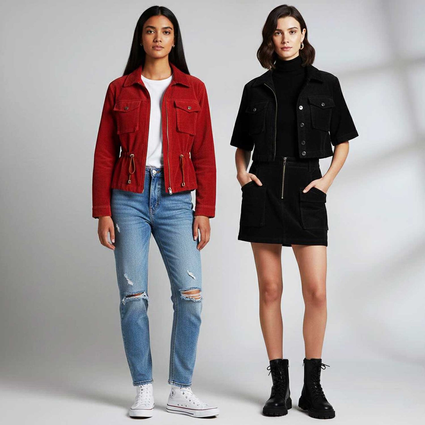 Black Solid Corduroy Fabric EI-27979