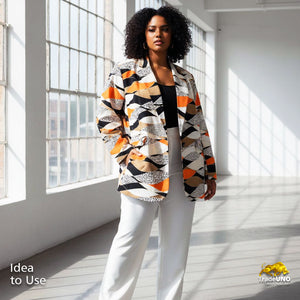 Premium White & Multicolor Abstract Print Satin Fabric SSF-13480 - TradeUNO