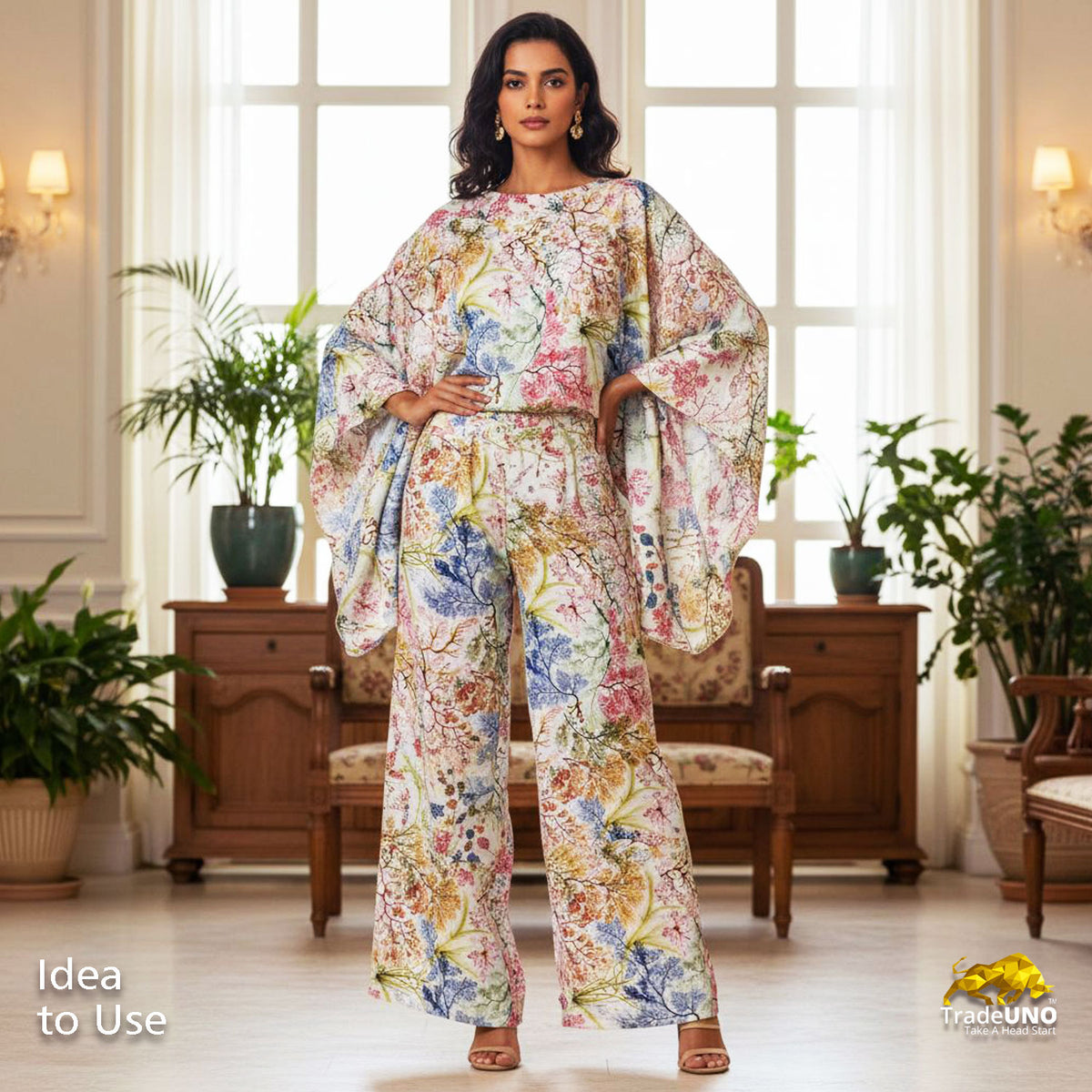 Multi Color Digital Print Twill Silk Fabric TU 1296 - TradeUNO