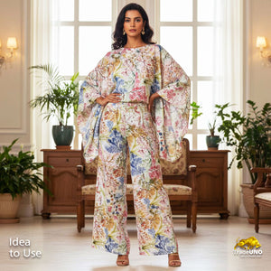 Multi Color Digital Print Twill Silk Fabric TU 1296 - TradeUNO