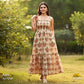 Beige Floral Print Cotton Silk Fabric TU 1739