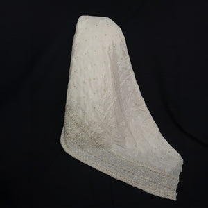White Cutdana embroidery Crepe Fabric VFS-31700 - TradeUNO