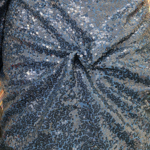 Premium Navy Blue Sequins Embroidery Net Fabric