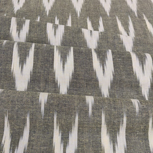 Olive Green With Cream Ikkat Print Cotton Fabric - TradeUNO