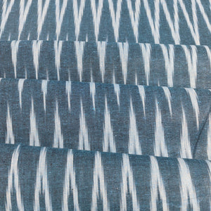 Teal Blue Dark Blue Ikkat Print Cotton Fabric 16340 - TradeUNO