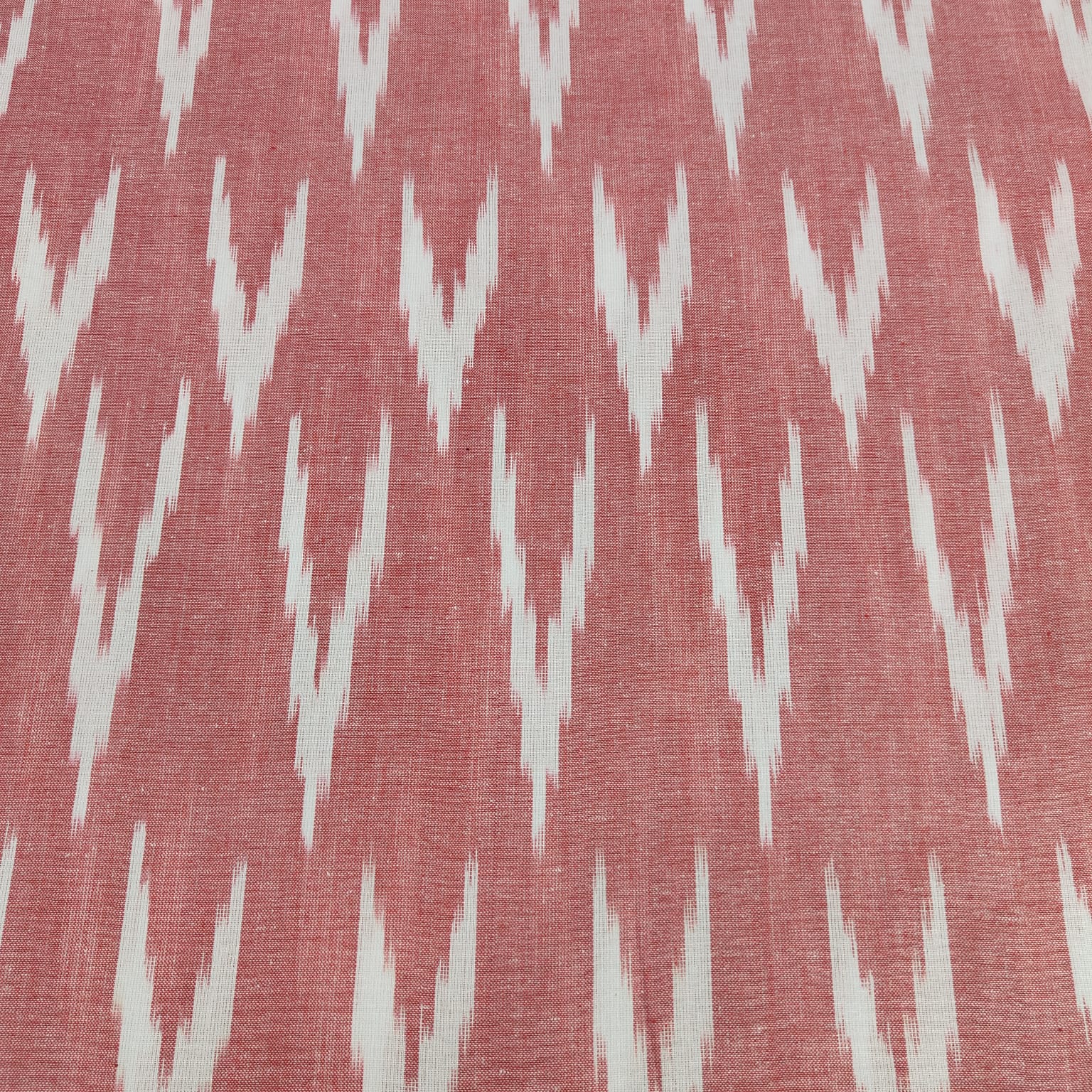 Light Pink & White Ikkat Print Cotton Fabric 8933