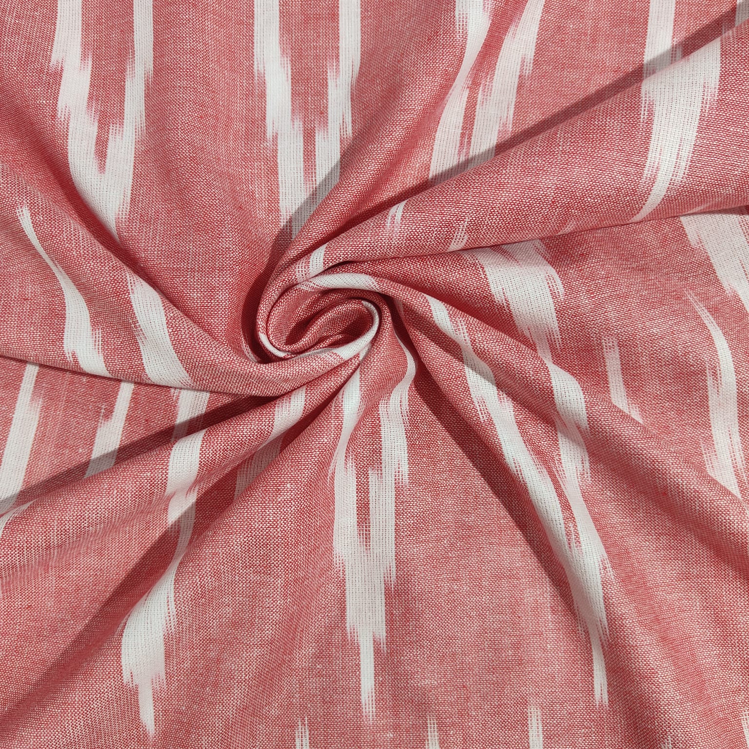 Light Pink & White Ikkat Print Cotton Fabric 8933