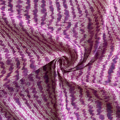 Purple Shibori Print Chanderi Silk Fabric 17691