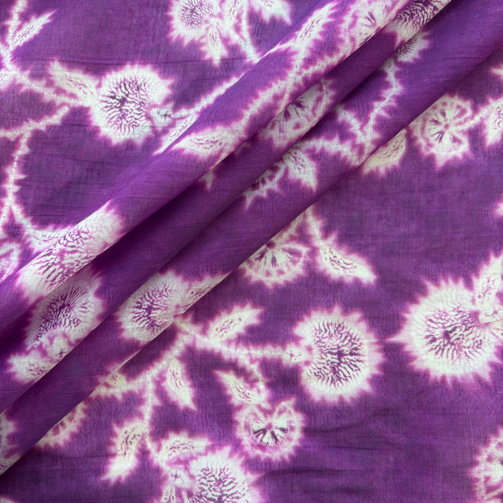Purple Floral Print Chanderi Silk Fabric 17697