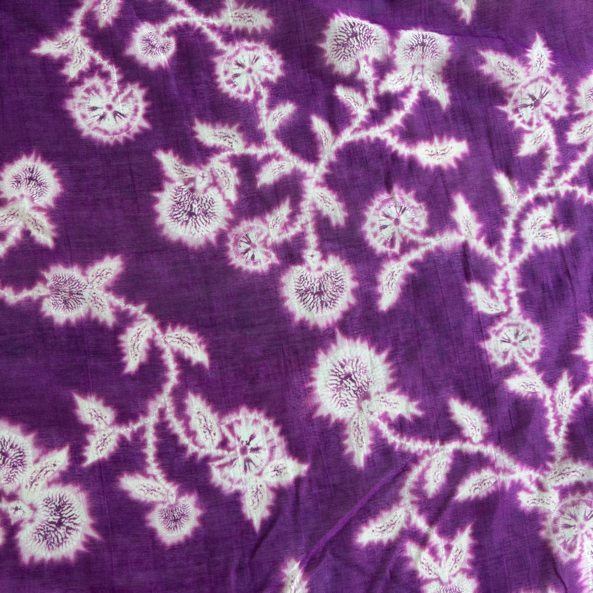 Purple Floral Print Chanderi Silk Fabric 17697