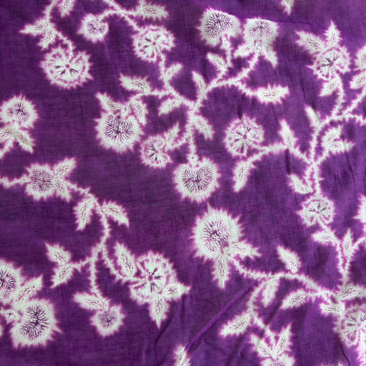 Purple Floral Print Chanderi Silk Fabric 17697