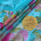 Blue Multicolor Floral Print Chanderi Silk Fabric