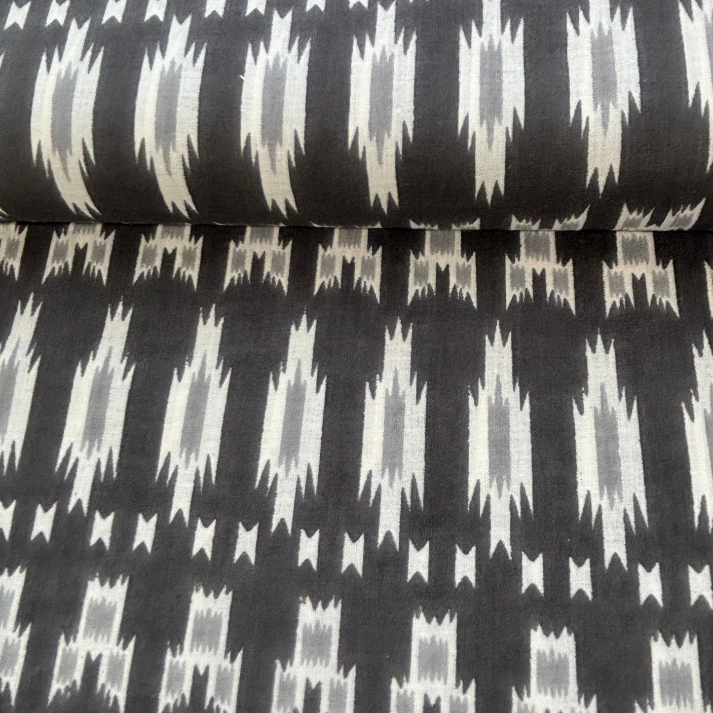 Grey Ikkat Print Cotton Fabric 16230