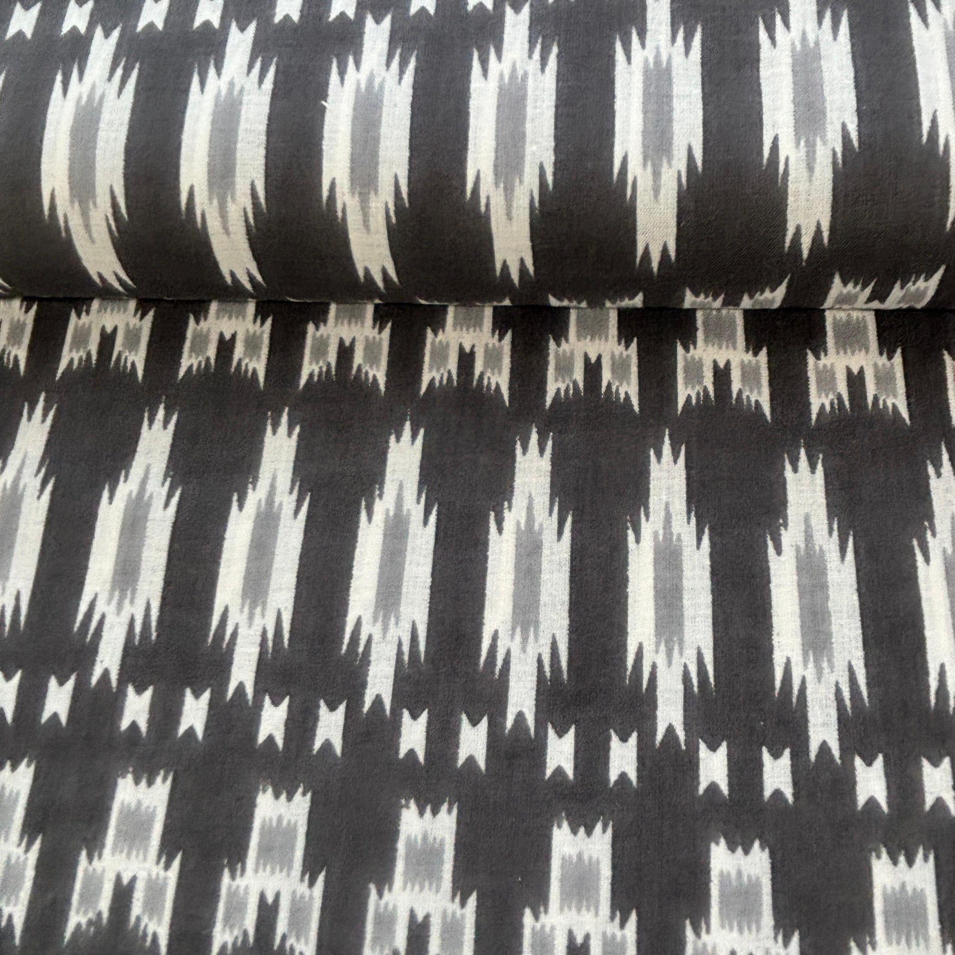 Grey Ikkat Print Cotton Fabric 16230