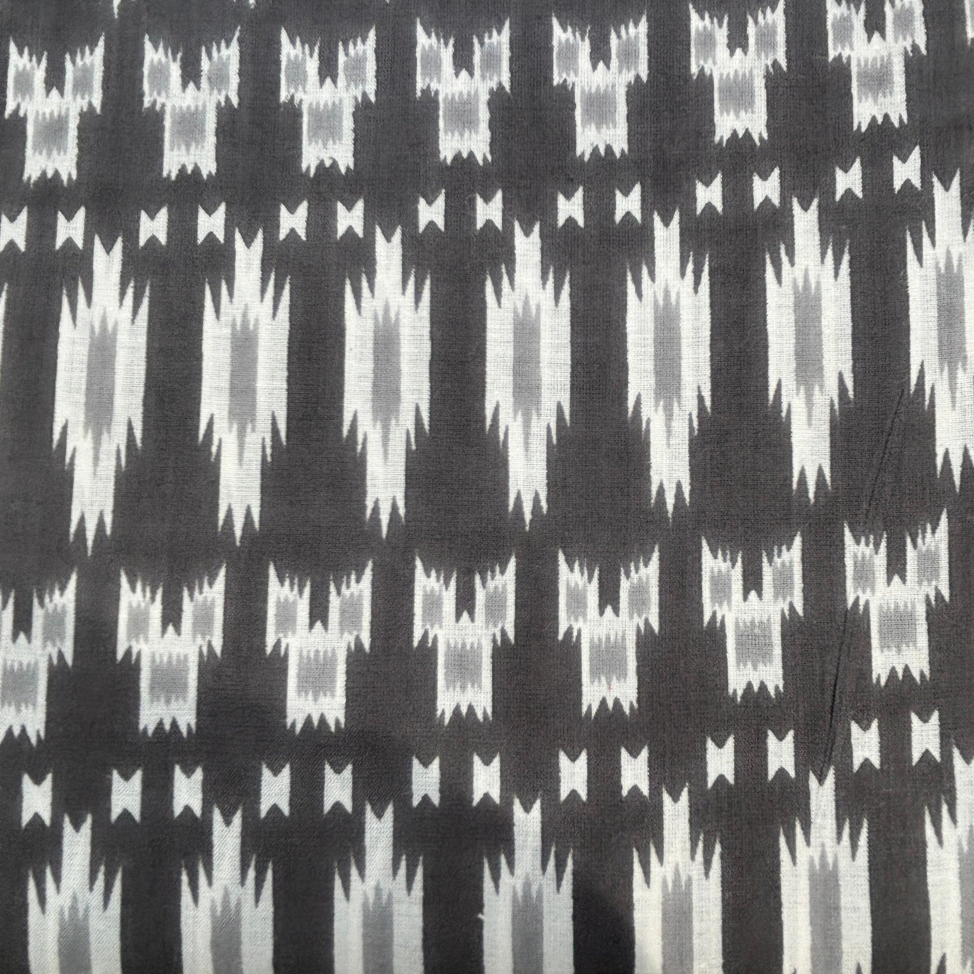 Grey Ikkat Print Cotton Fabric 16230