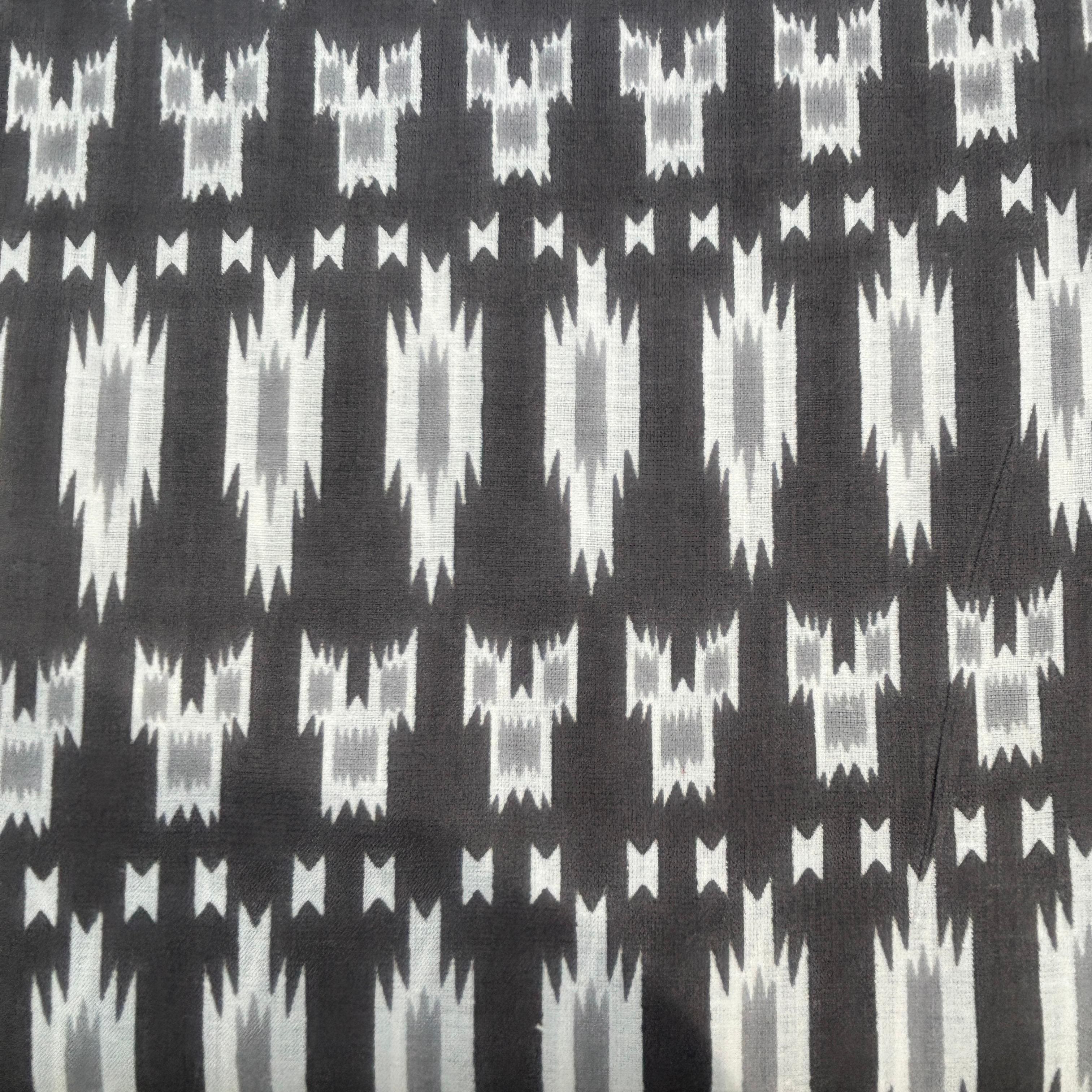 Grey Ikkat Print Cotton Fabric 16230