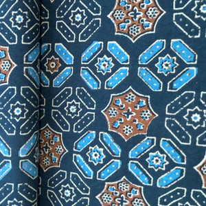 Dark green with mustard Geometrical Cotton Fabric 6945