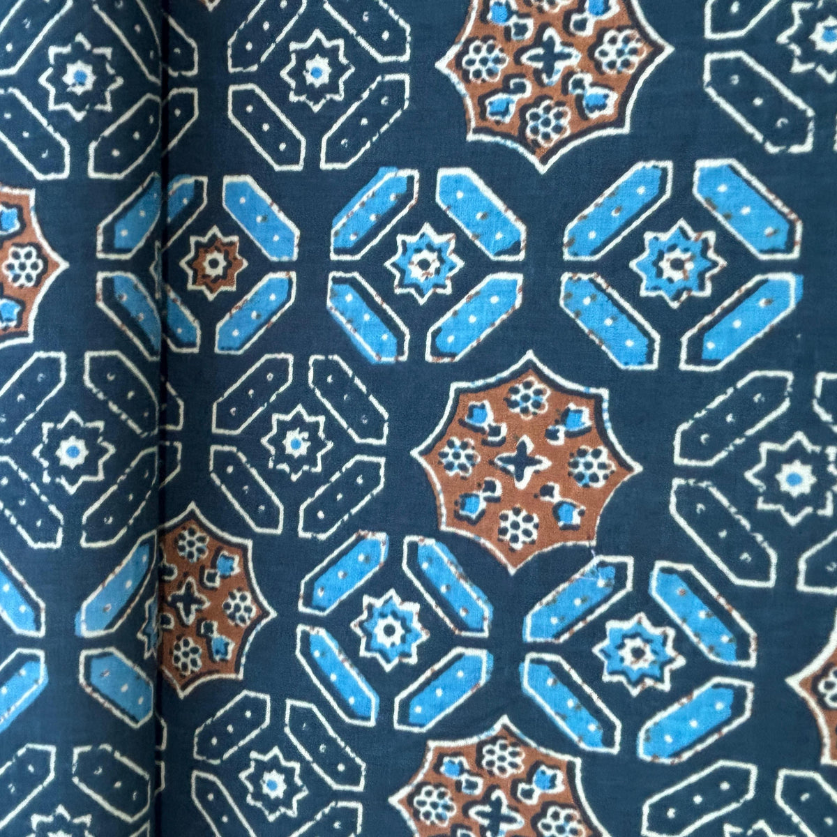 Dark green with mustard Geometrical Cotton Fabric 6945
