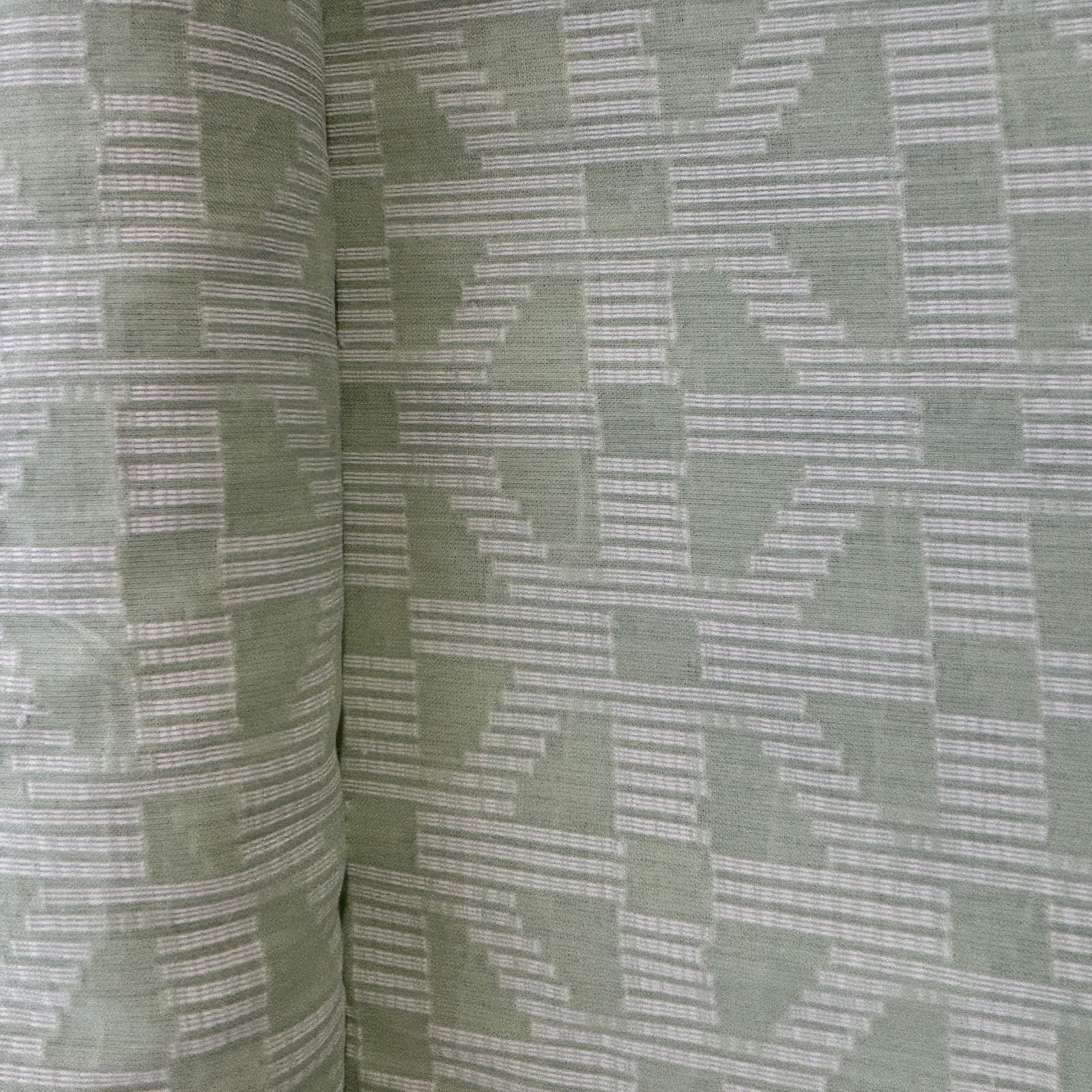 Green & White Geometrical Cotton Dobby Fabric 12042