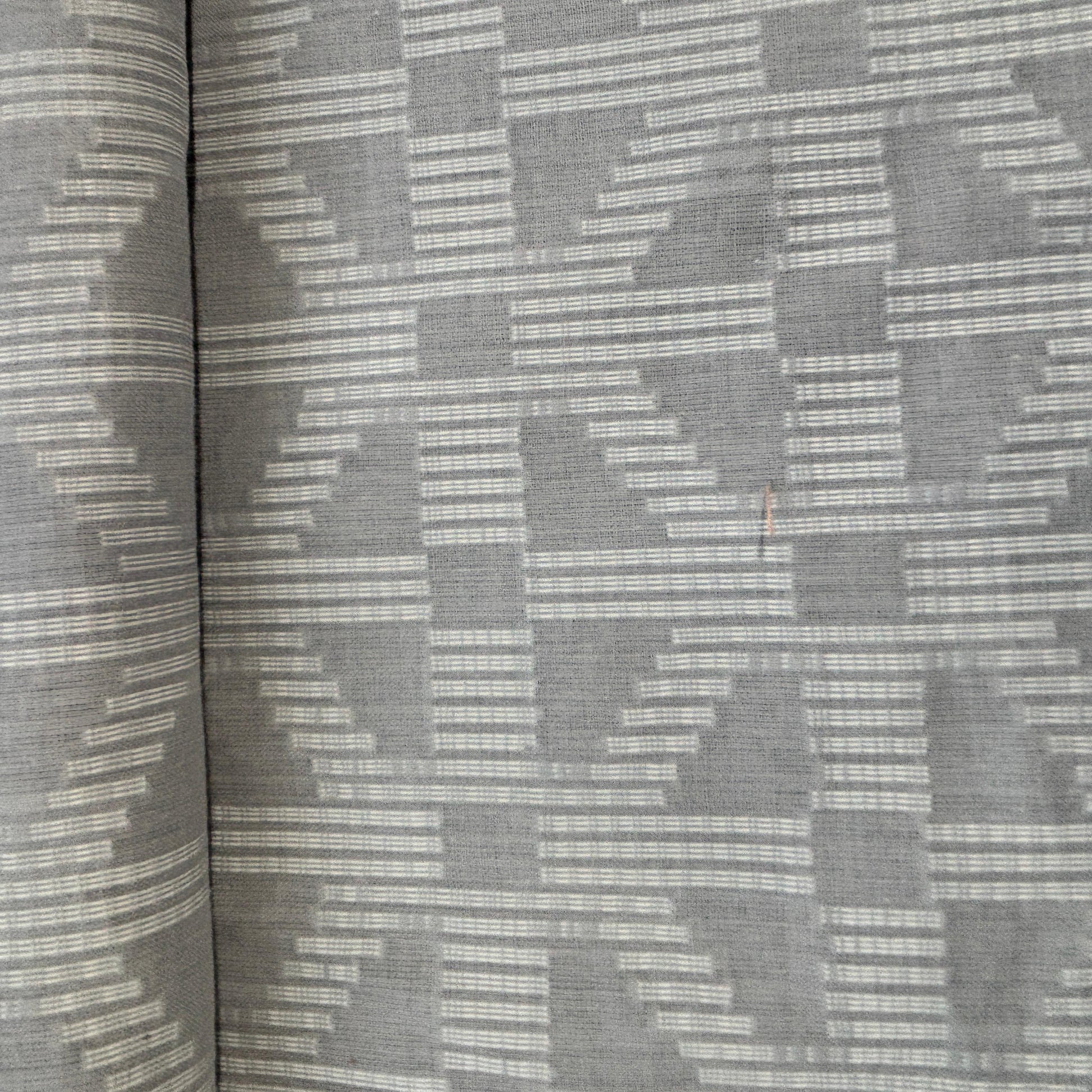 Grey & White Geometrical Cotton Dobby Fabric 12043