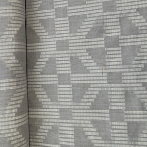 Grey & White Geometrical Cotton Dobby Fabric 12043