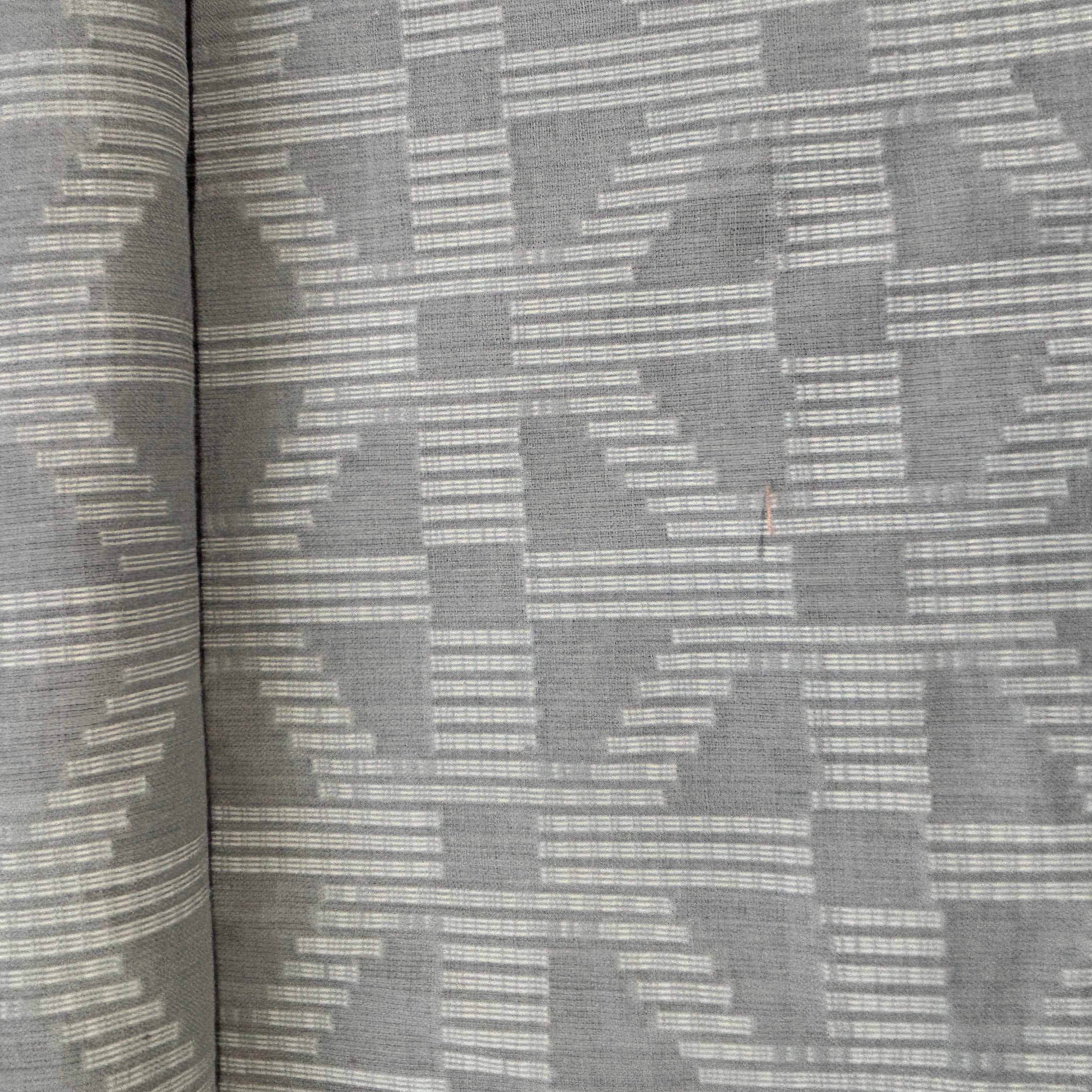Grey & White Geometrical Cotton Dobby Fabric 12043