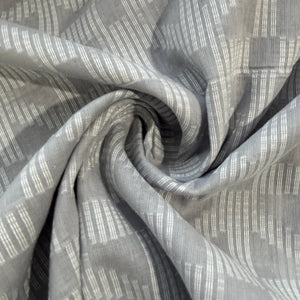 Grey & White Geometrical Cotton Dobby Fabric 12043