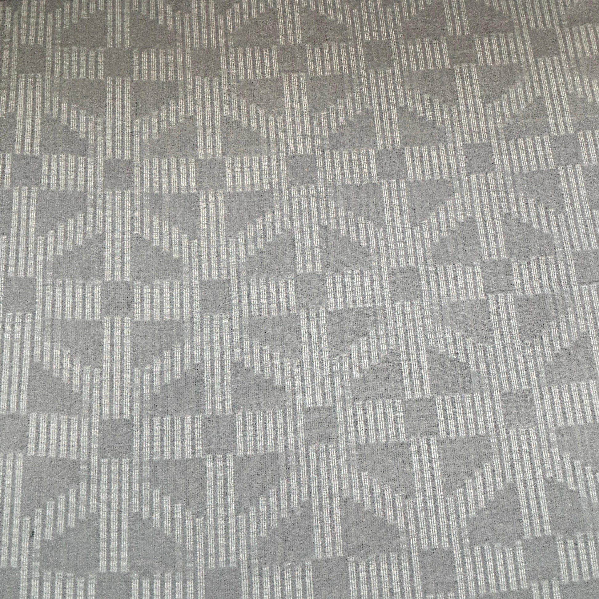Grey & White Geometrical Cotton Dobby Fabric 12043