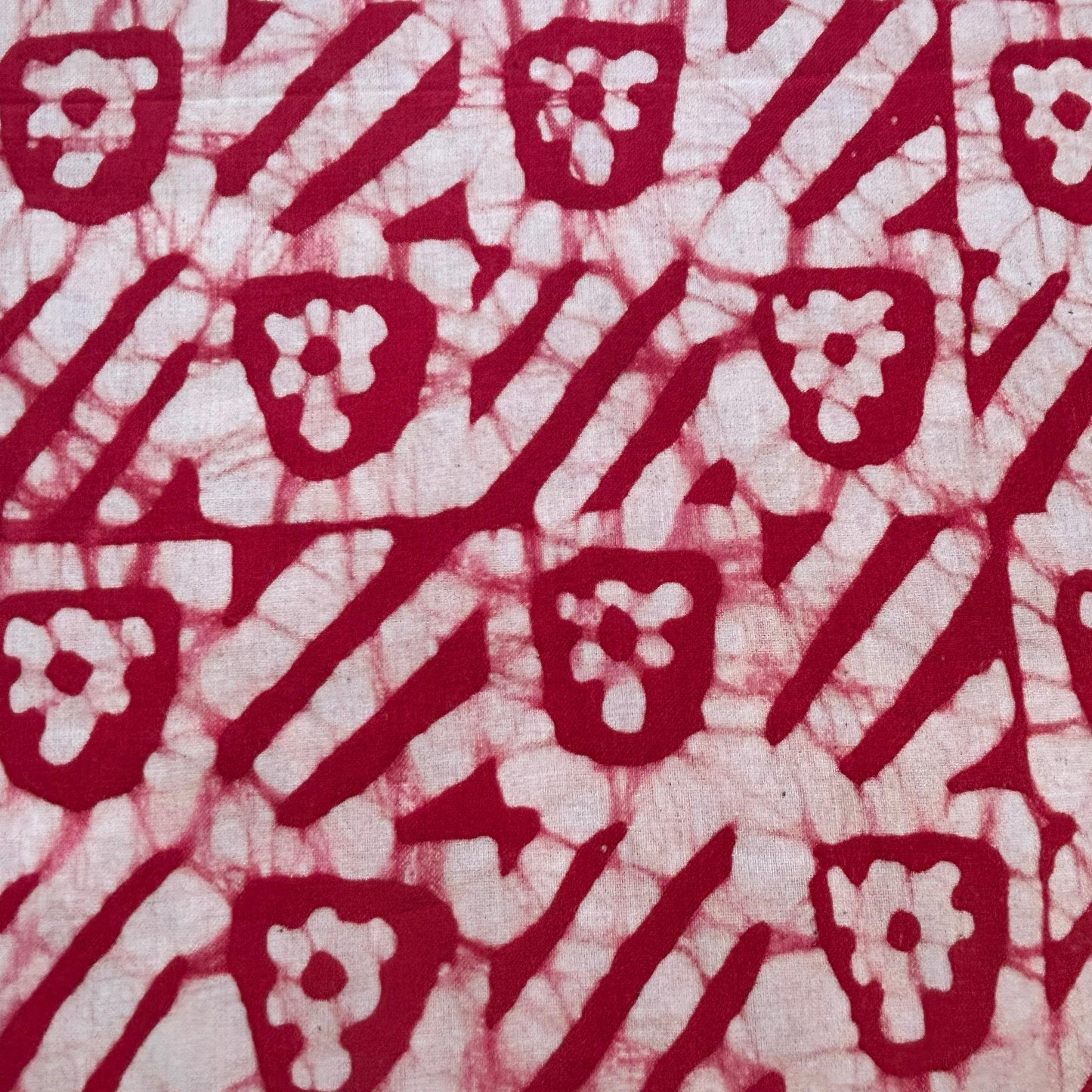 Red Batik Print Pure Cotton Fabric 16790