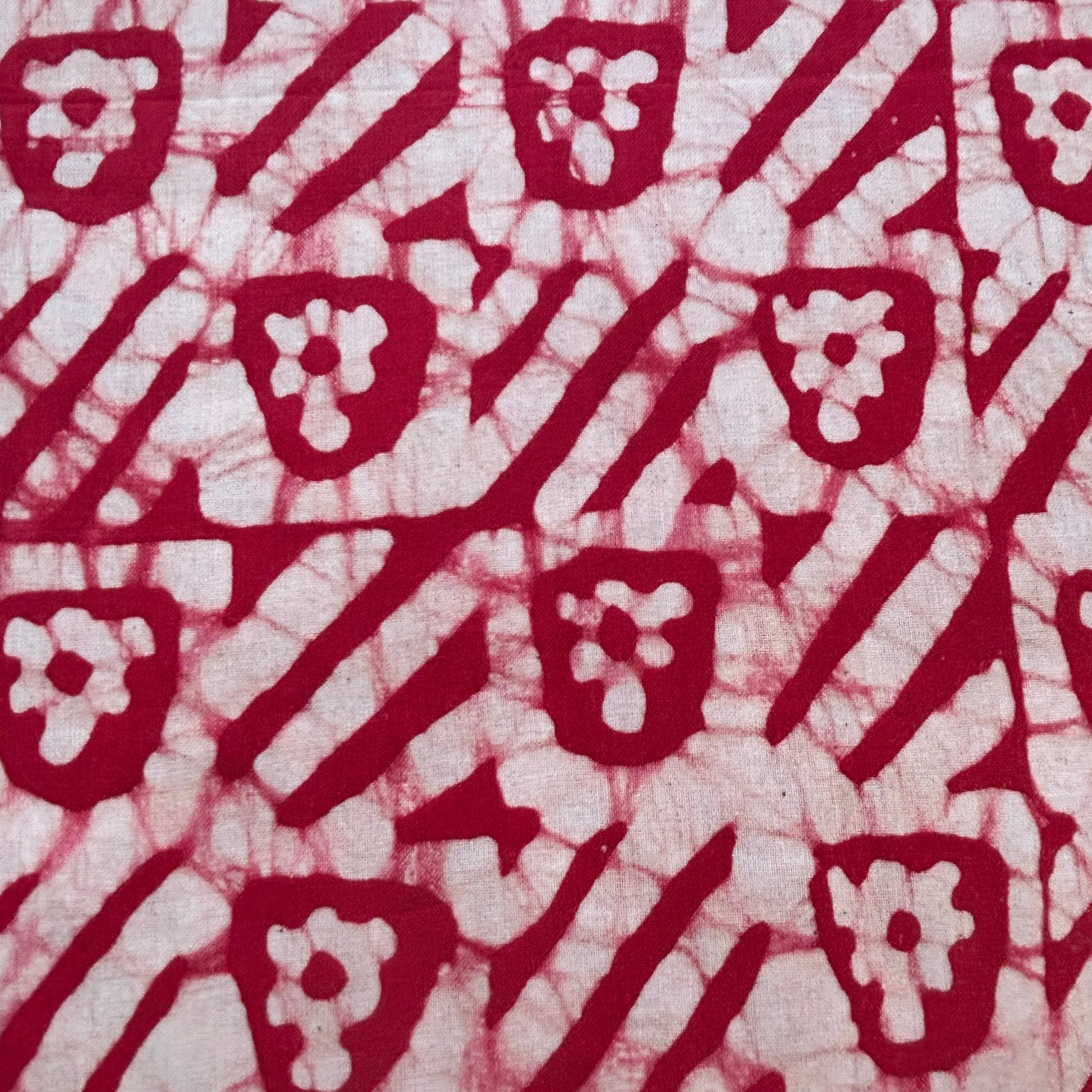 Red Batik Print Pure Cotton Fabric 16790