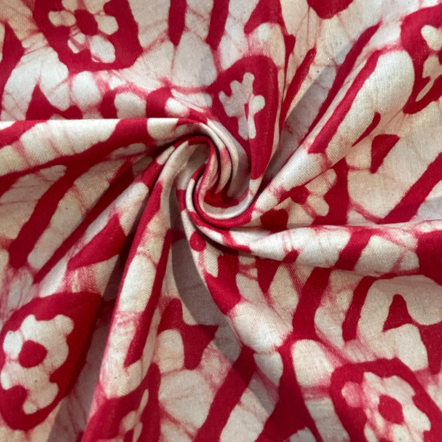 Red Batik Print Pure Cotton Fabric 16790