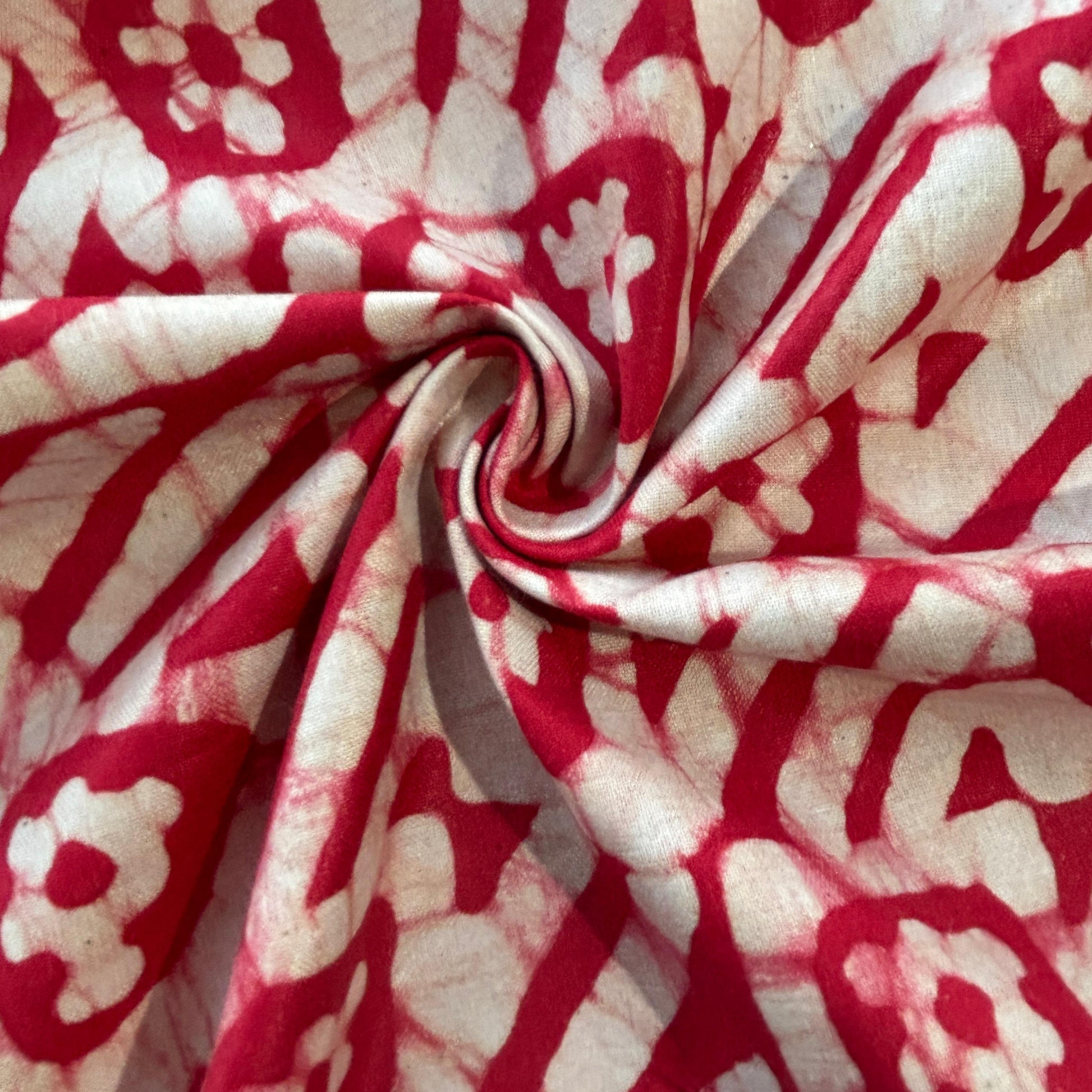 Red Batik Print Pure Cotton Fabric 16790