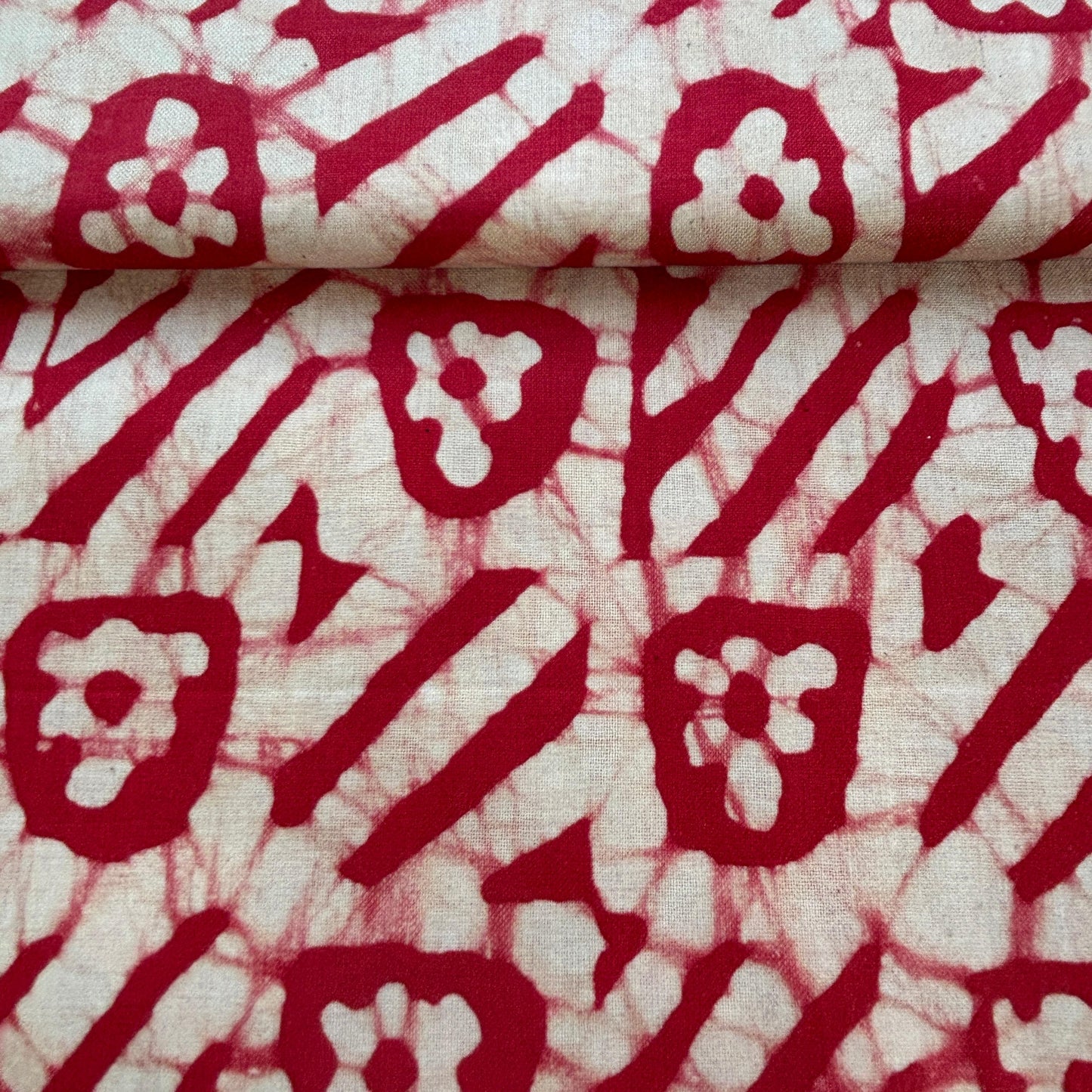 Red Batik Print Pure Cotton Fabric 16790