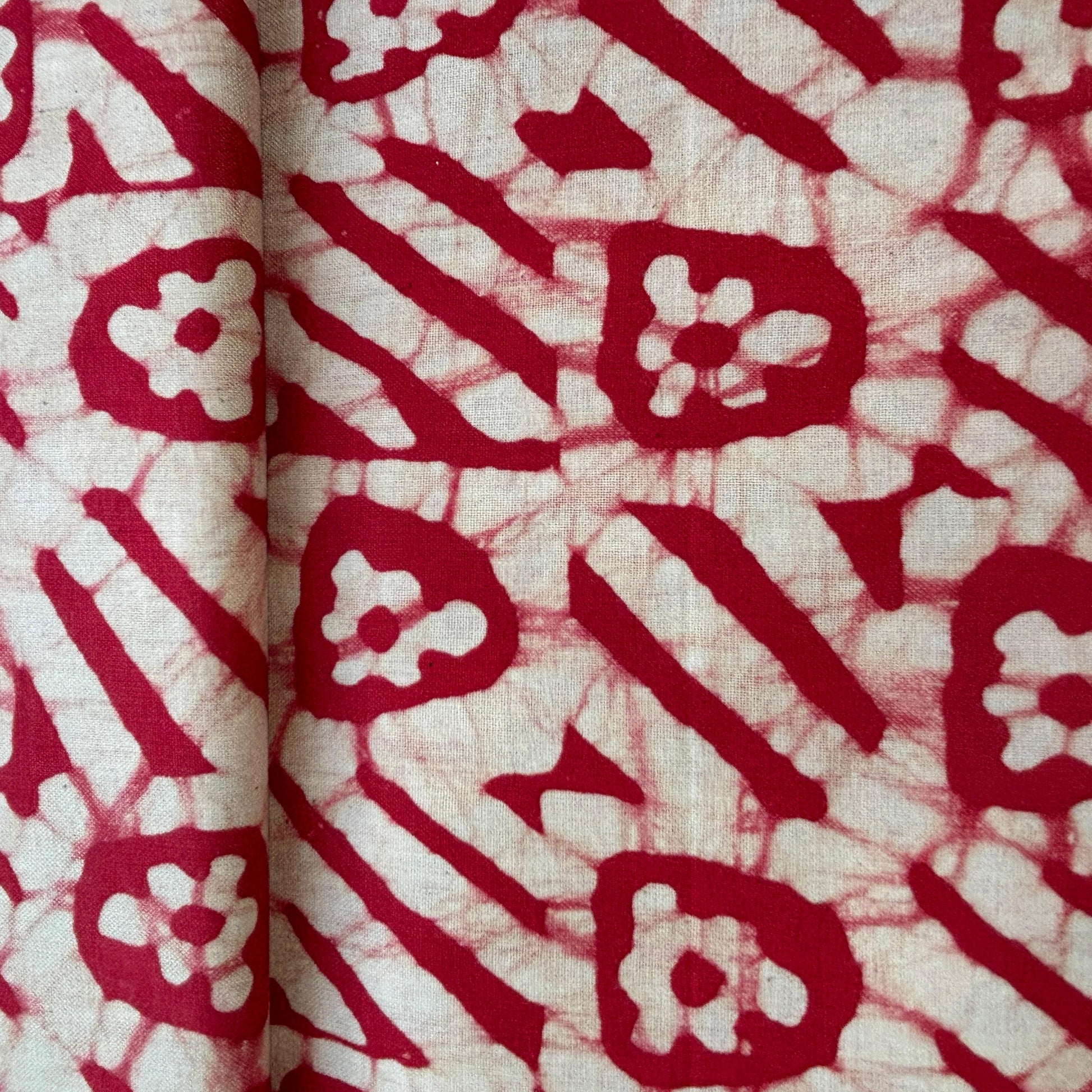 Red Batik Print Pure Cotton Fabric 16790