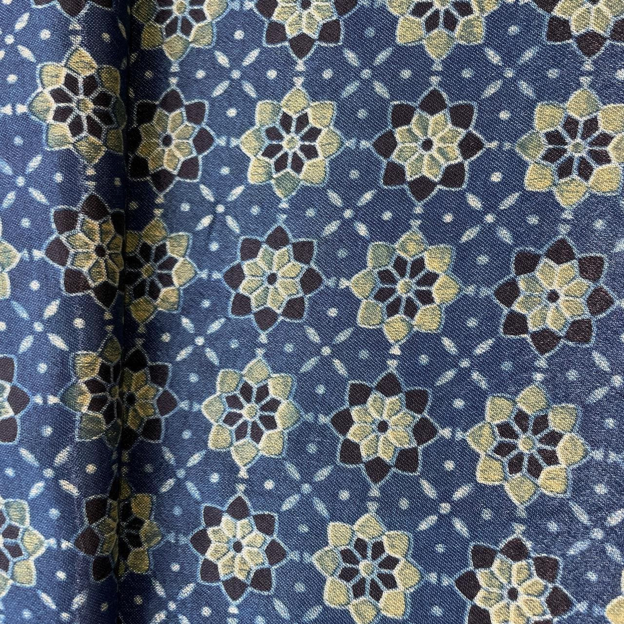 Blue Ajrakh Print Mashru Silk Fabric 18270